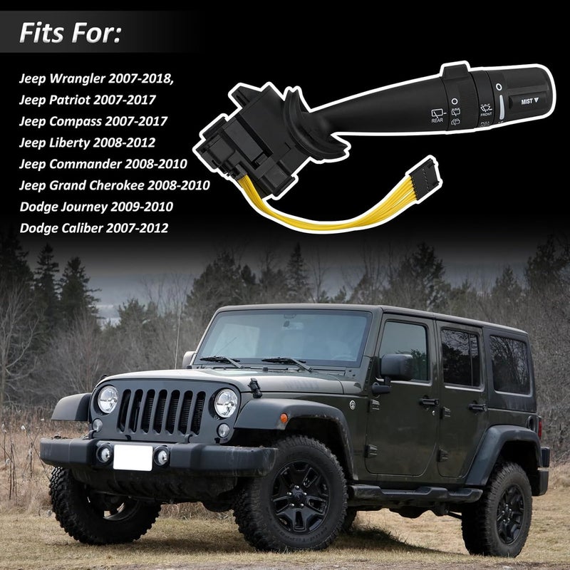 Best View WP409 Windshield Wiper Switch Compatible with Je-ep Wrangler Patriot Compass Liberty Commander Grand Cherokee for Dodge Journey Nitro Caliber for Chrysler PT Cruiser, Replaces 68003215AD 68003215AA - Image 2